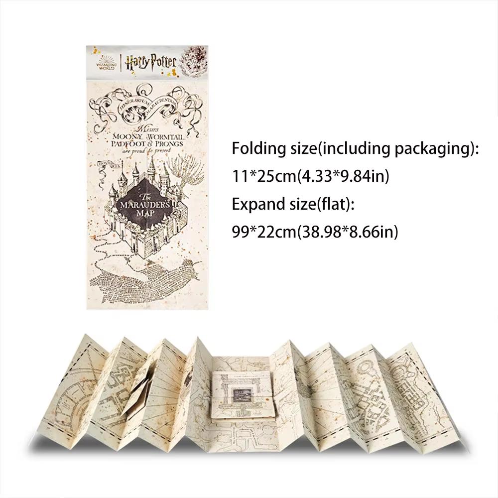 Harry Potter Genuine Marauder s Map Foldable Hogwarts Wizard Map Cosplay Prop for Halloween Costume Party Role Play Gifts Toys