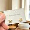 Stainless Steel Stud Earrings Set with Zirconia: Butterfly, Star, Heart & Four-Leaf Clover Designs