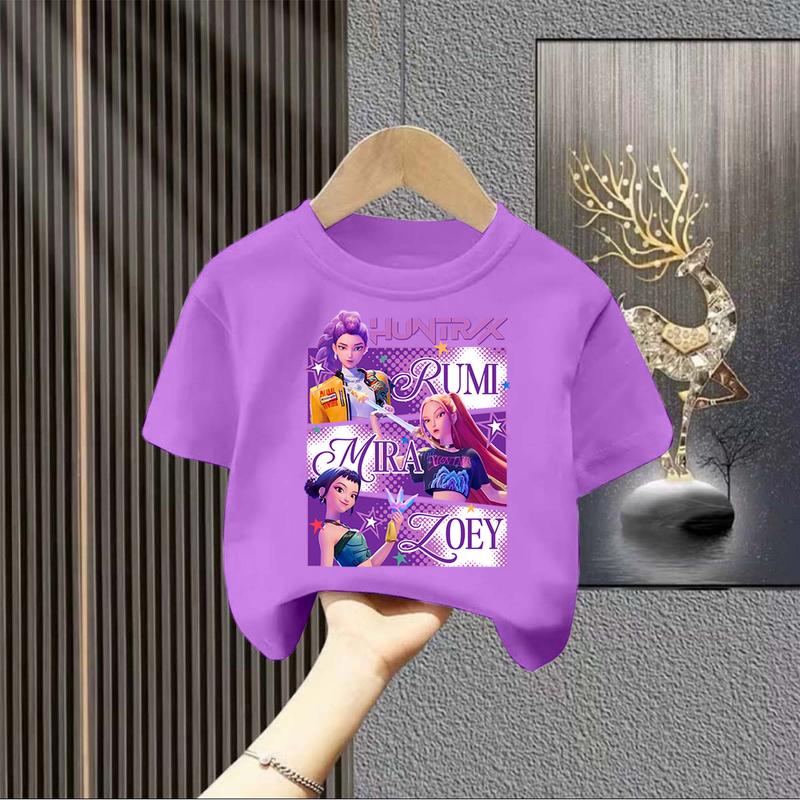 Kpop Lovci démonů Dětské oblečení Tričko s krátkým rukávem Roztomilé Kpop Lovci démonů Tygří Harajuku Tričko pro kluky a holky