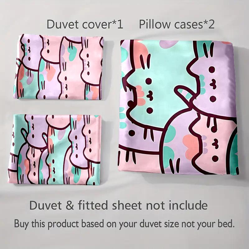 Pastel Cat Pattern. Bedding Duvet Cover Sets Duvet Covers Pillowcases Gifts (1 * Duvet Cover 2 * Pillowcases, Without Duvet Insert)