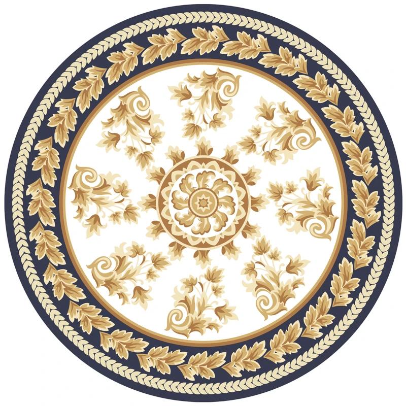 Tappeto Rotondo Orientale Vintage Classico Motivo Floreale Etnico Morbido Antiscivolo Lavabile per Soggiorno Decorazione Casa