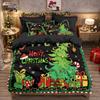 3pcs cartoon Christmas tree HO element print coreless duvet cover set multi size bedroom holiday bedding decoration