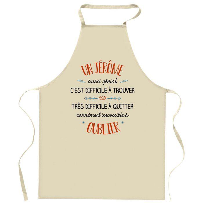 Tablier de cuisine - Un Jérôme aussi génial - Coton résistant - Impression humour durable - Fait en France
