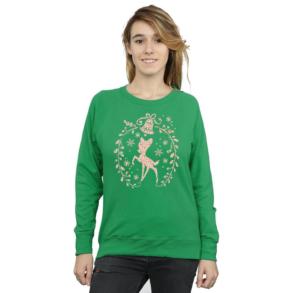 Disney Womens/Ladies Bambi Christmas Wreath Sweatshirt