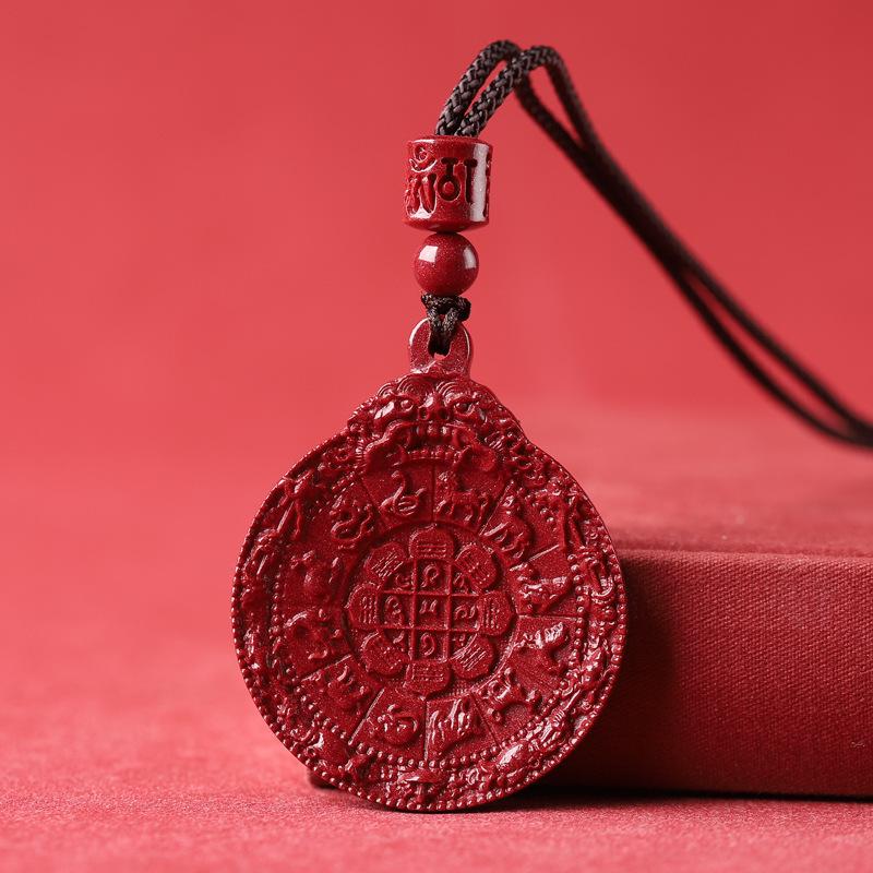 Nine Palaces Cinnabar Bagua Pendant - Purple Gold Sand Men's & Women's Necklace