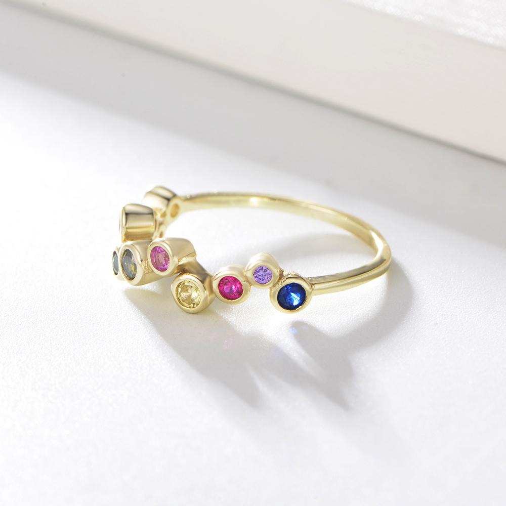 Fulsun Luxury Jewelry Silver Ring Gold Plated Accessories Color Zirconia Stone Ring