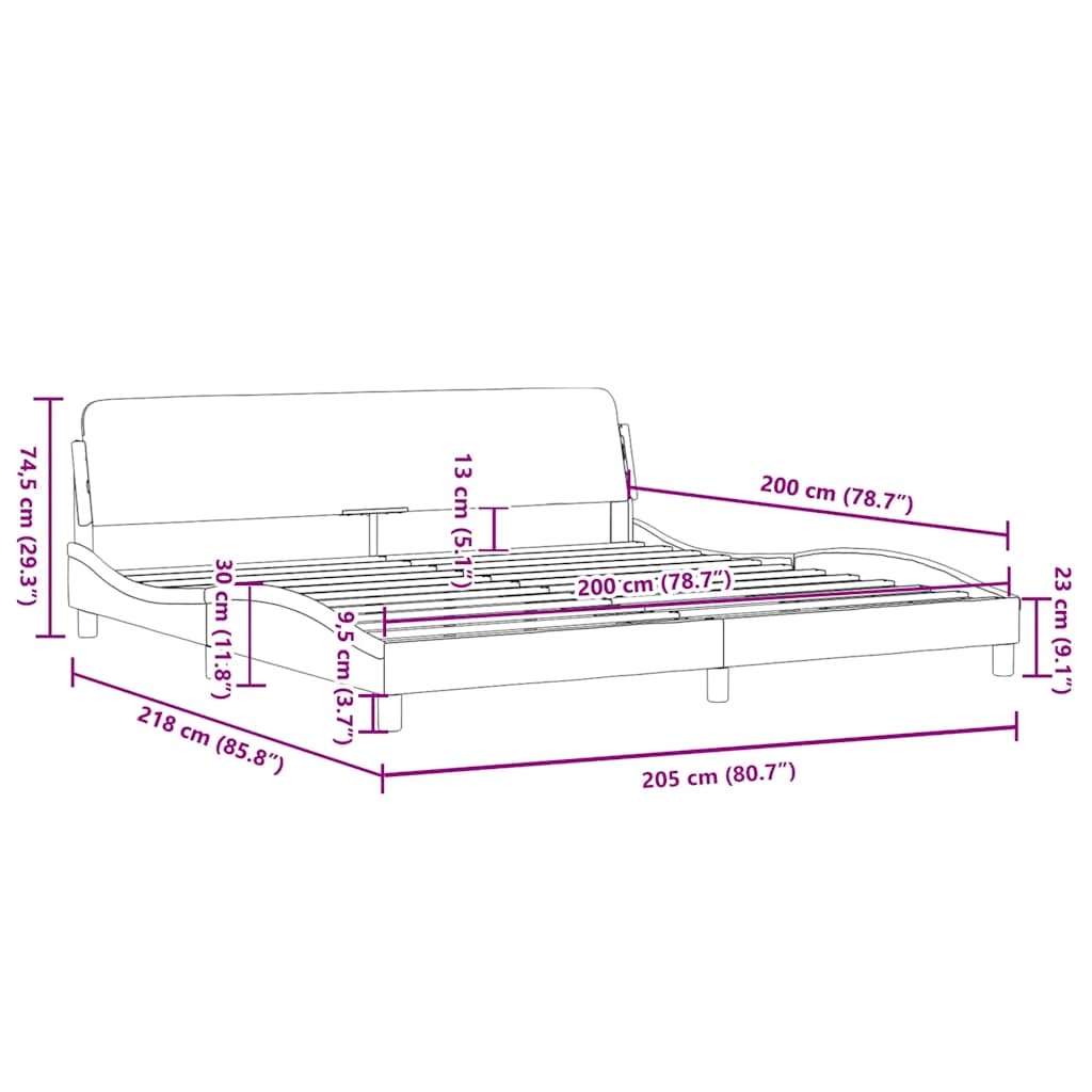 Dover  Bed Frame Black and White 200x200 cm Faux Leather