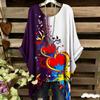 Damen Elegantes Bohemian Zweifarbiges T-Shirt - Herz & Blumendruck Mit Schmetterling Damenbekleidung Trend 2025 Grafik T-Shirts