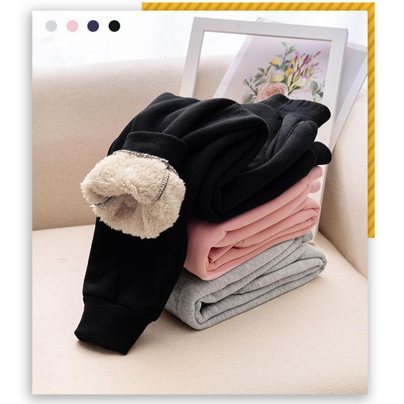 Autumn Winter New Lamb Wool Casual Long Pants Boys Fleece Lined Thickened Sweatpants Winter Trendy Versatile Girls Pants