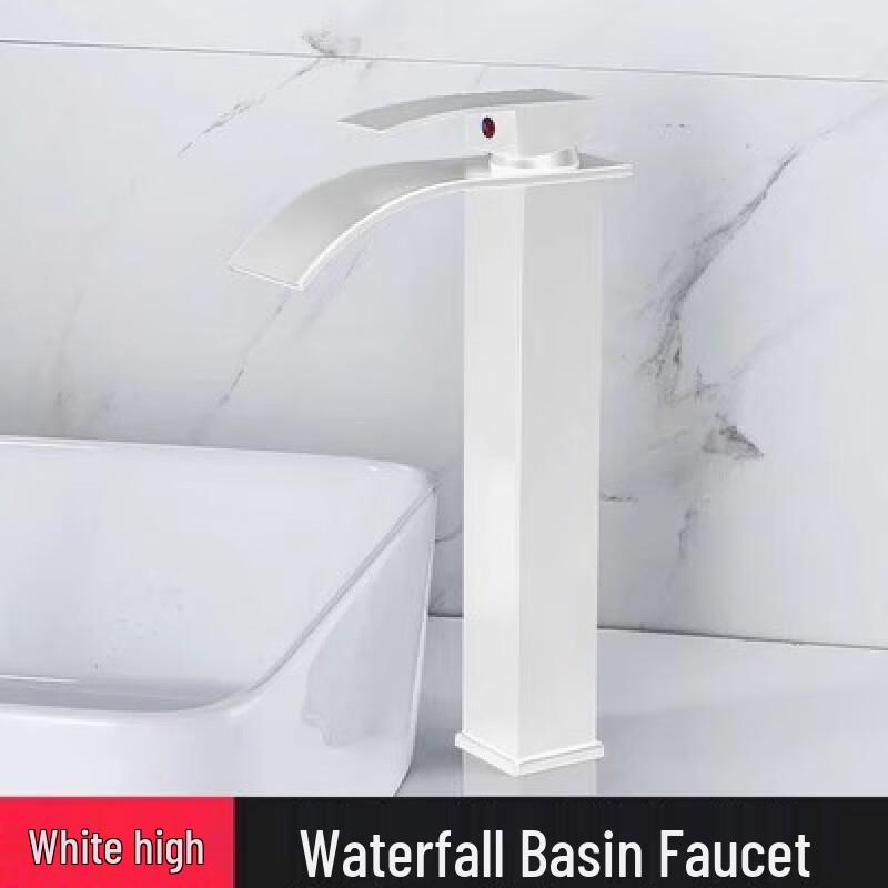 Black Wide Spout Waterfall Basin Faucet