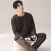 Pajamas men's spring and autumn pure cotton long-sleeved loungewear universal in all seasons, solid color, high-end sense, large size can 