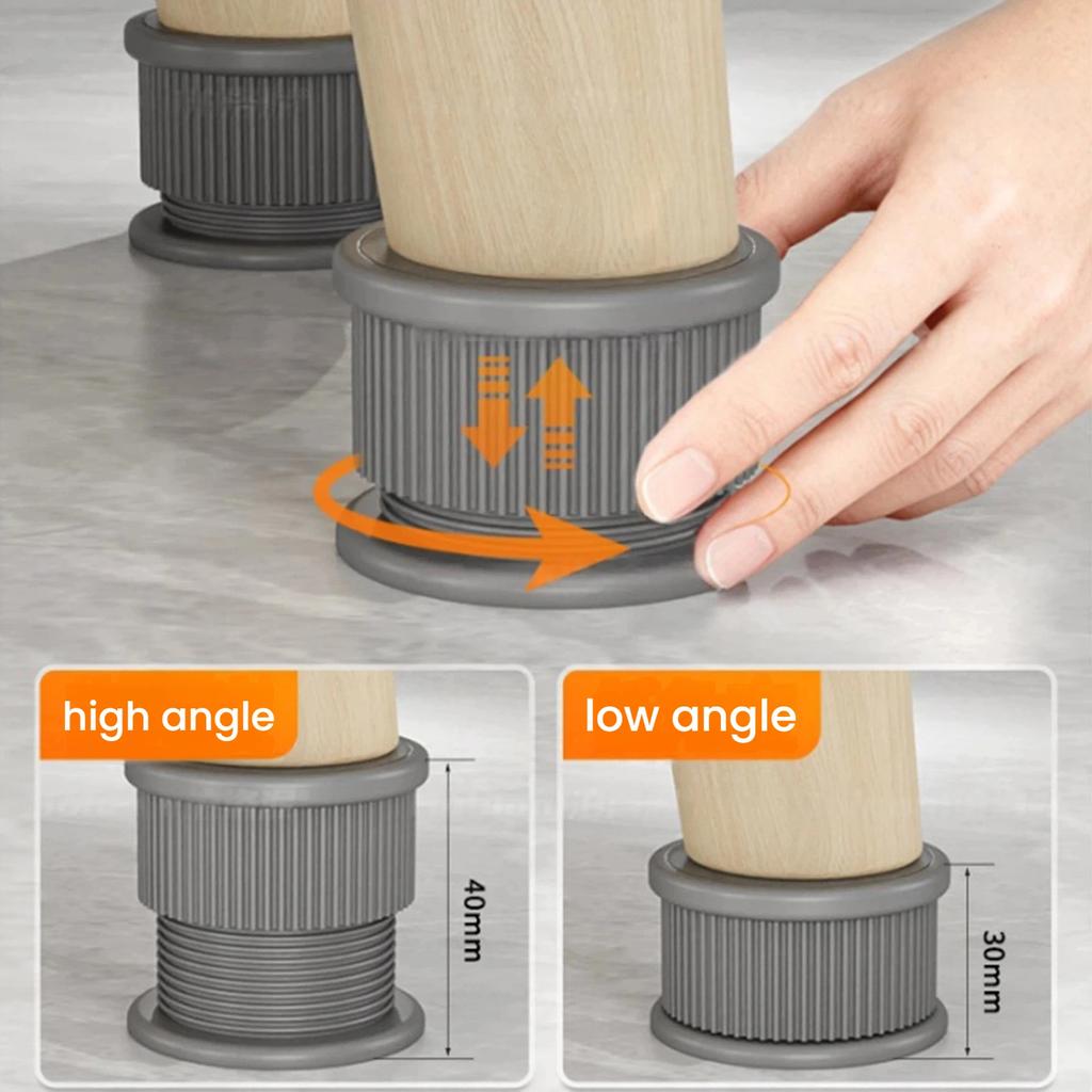 4pcs Adjustable Furniture Support Legs Replacement Furniture Pads Support Legs: No Drill, Non-Slip & Shock-Absorbing Accessories