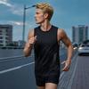 Men Vest Round Neck Sleeveless Breathable Holes Tank Tops Color Block Quick Drying Summer Ice Silk Camisole Fitness Training Activewear