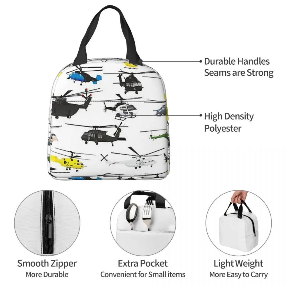 Multiple Helicopters Insulated Lunch Bag for Women Children Portable Food Boxes Thermal Lunch Box Tote
