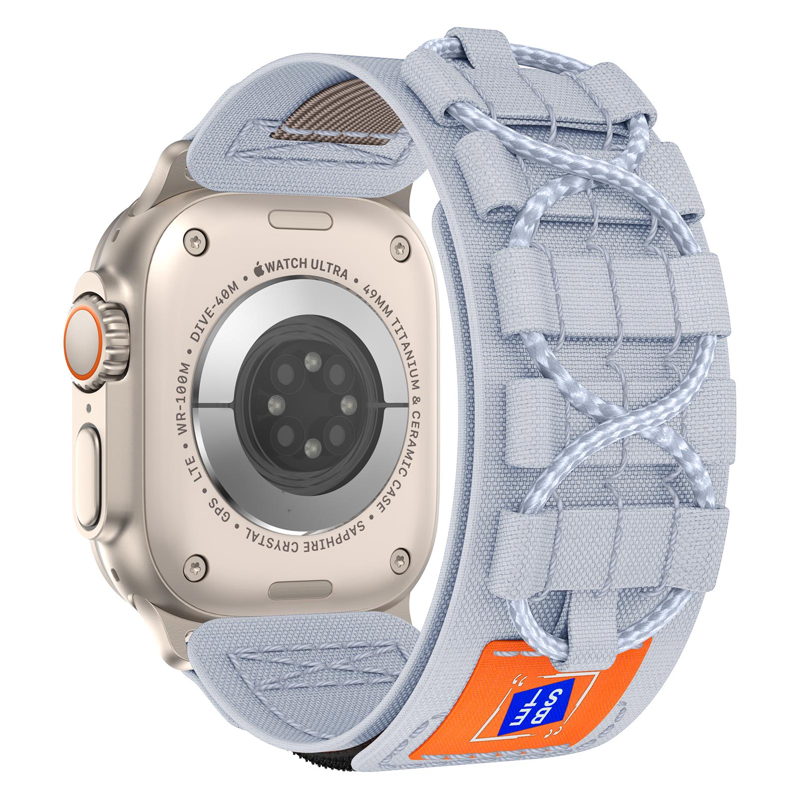 

For Apple Watch 10 46mm/Ultra 2/Ultra 49mm/9 8 7 45mm/SE (2023) SE (2022) SE 6 5 4 44mm/3 2 1 42mm Sport Nylon Braided Watch Band Light Grey