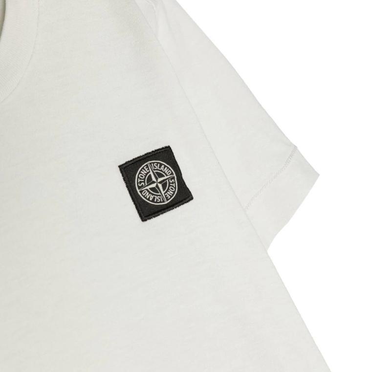 STONE ISLAND Logo Fitted Printed Crew Neck T-Shirt Kids Tops White 781620147-V0061