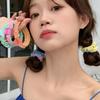 5pcs Sweet Candy-Colored Pleated Hair Ties with Lace Detail - Elastic Rubber Bands for Stylish Hair Design, Perfect Valentine's Day Gift