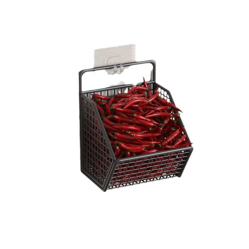 Wall-Mounted Spice Rack & Vegetables Basket with Onion, Ginger, Garlic Storage