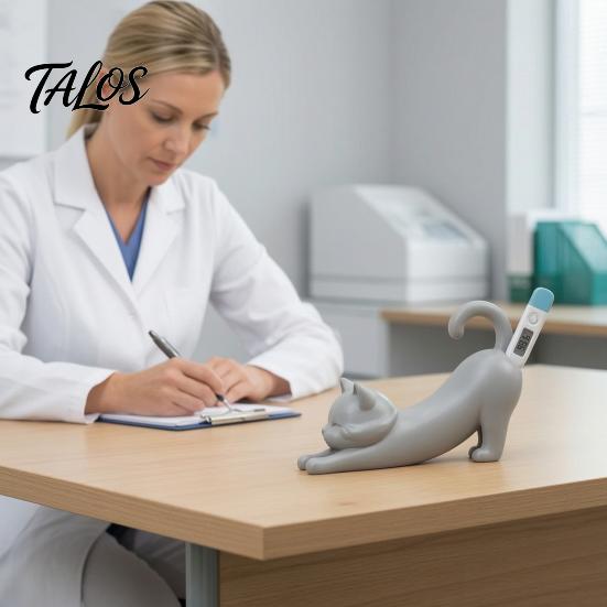 Cat Shaped Thermometer Holder 3D Printed Veterinary Holder, Dog Digital Stand, Electronic Pet for Desk Decoration Stand