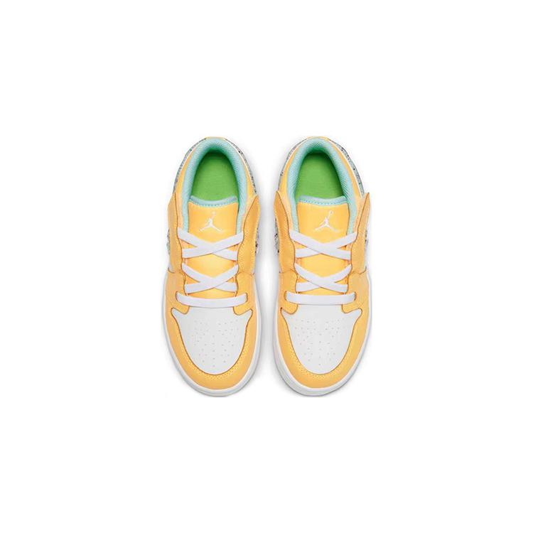 Jordan Air Jordan 1 Low Alt SE PS Canvas Breathable Low top Kids' Skateboarding Shoes Yellow White DX4387-800