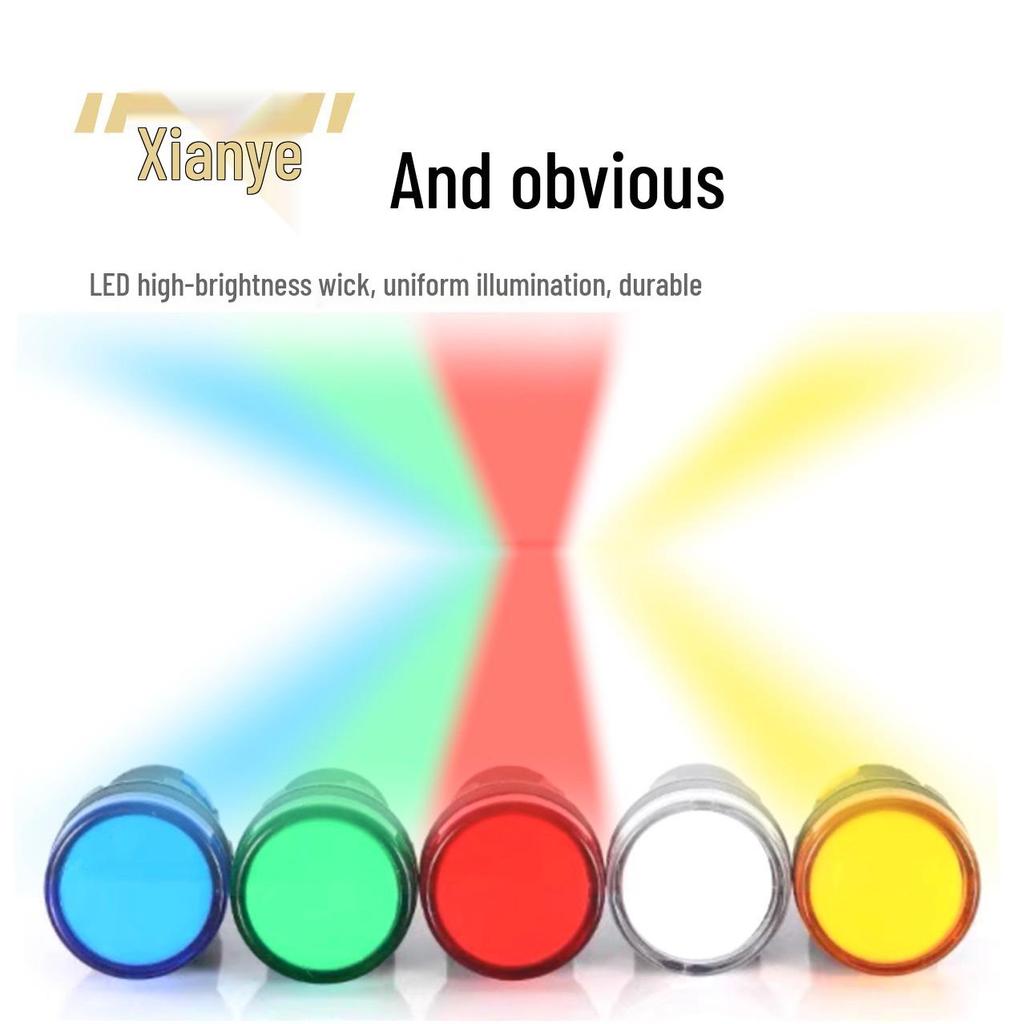 AD16-22DS LED Indicator Light for Distribution Box, Signal Light in Red, Green, Yellow, Blue, White (12/24V, 220/380V)