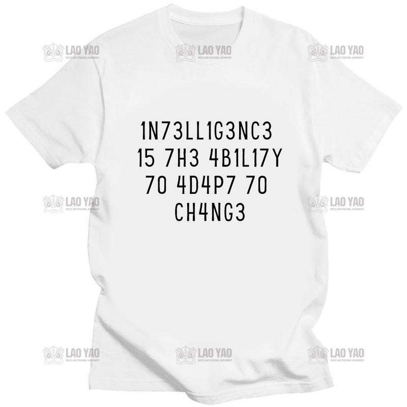 Kreativní pánská trička Vtipná geekovská trička Inteligence je schopnost přizpůsobit se změnám Potisk písmeny Tričko Pánské Nadměrné tričko