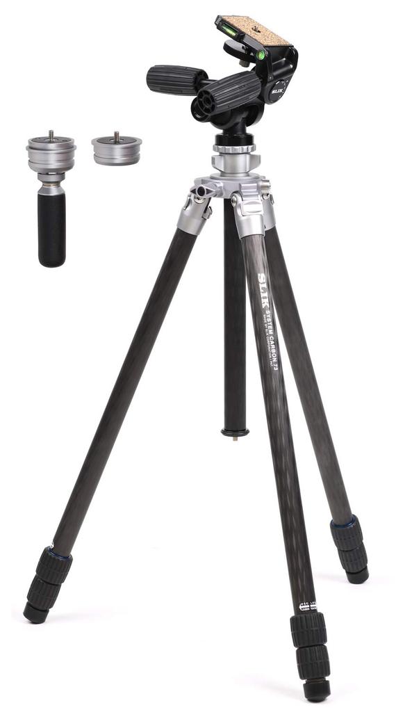 SLIK System Carbon 73 Carbon Nut Accessory Part Number 109274 Tripod, 3-Section, Locking, 3-Way Head, Port,