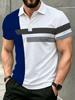 Men'S Outdoor Short Sleeve Polo Shirt, Multi-Size Available, Men'S Collared Polo, Striped Contrast Print Men'S Top, Slim Fit Suitable for Spring