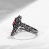 s/set Fashionable Inlaid Red Synthetic Zirconia Black Double-layer Ring Women's Gothic Daily Wear Jewelry Accessories Gifts