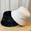 New Style Fisherman Hat Women's Winter Mink Fur Versatile Basin Hat Japanese Solid Color Thickened Bucket Hat Winter Trendy
