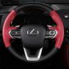 For NX 250 NX260 NX350 NX350h NX450h+ 2022-2024 Hand-stitched Red Black Genuine Leather Non-slip Car Steering Wheel Cover