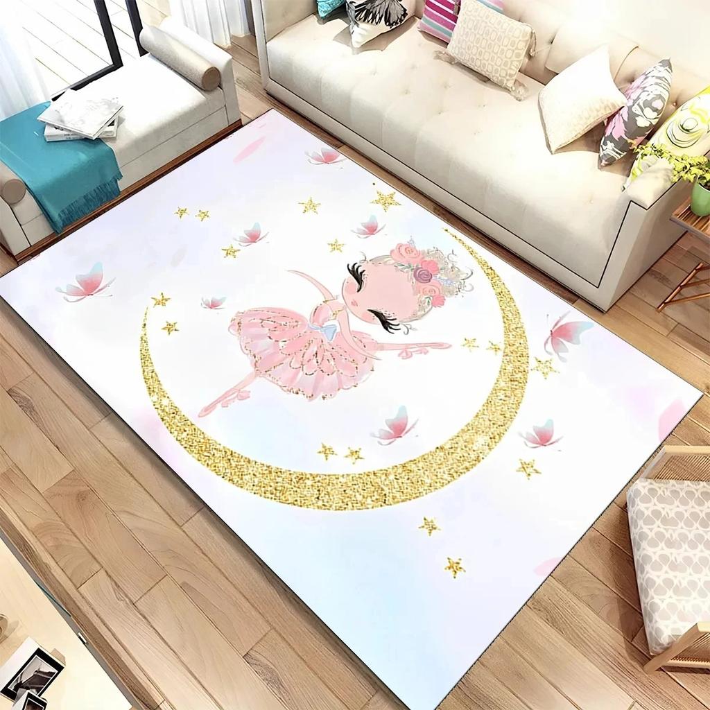 Ballet Dancer Girl Carpet for Living Room Decor Children Play Soft Rug Bedroom Lounge Nursery Sofa Floor Mat