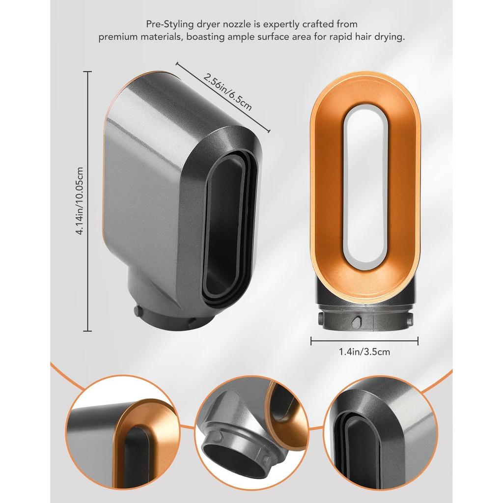Pre-Styling Trocknungsdüse für Dyson Airwrap HS01/HS05 – Schnell trocknender Aufsatz, Nickel/Kupfer (Teil 969759-05)