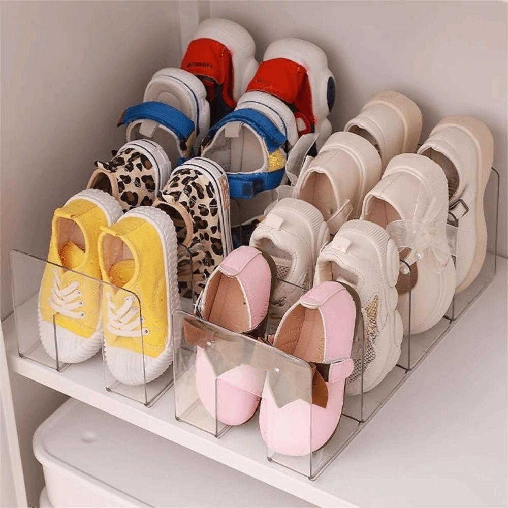 Space Saving Baby Shoe Rack Plastic Shoe Organizer Simple 4 Grids Shoe Storage Rack  Dormitory
