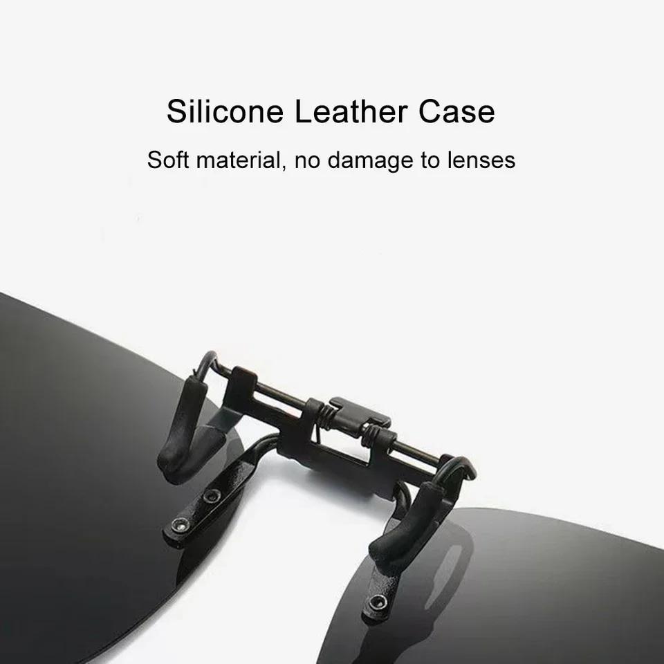 Clip-On Polarized Flip-Up Sunglasses, UV400 Anti-Glare Night Vision Lenses for Prescription Glasses