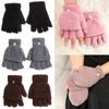 Thick Dual-use Half Finger Gloves Coral Velvet  Gloves Convertible Flip Top Knitting Mittens