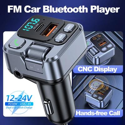 Car Bluetooth FM Transmitter with AUX Input and PD30W Fast Charging Adapter