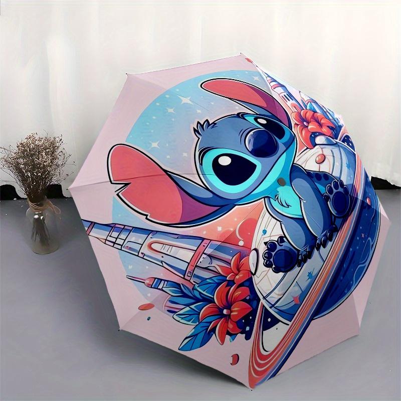 Stitch,Space Adventure Automatic Opening and Closing Umbrella 8 Ribs Windproof Portable Folding Umbrella with Plastic Handle, Suitable for