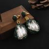 Natural Baroque Pearl Inlaid Zircon Green Earrings for Women Luxury Vintage Fashion Jewelry Stud Earrings GE1602