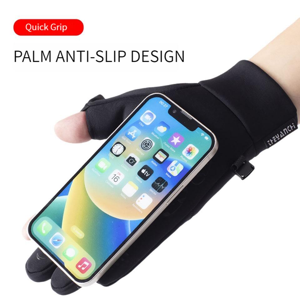 Loogdeel Skiing Gloves Two-Finger Cut Waterproof Warm Touch Screen Non-Slip for Snowboard Snow Skiing Outdoor Sports Men