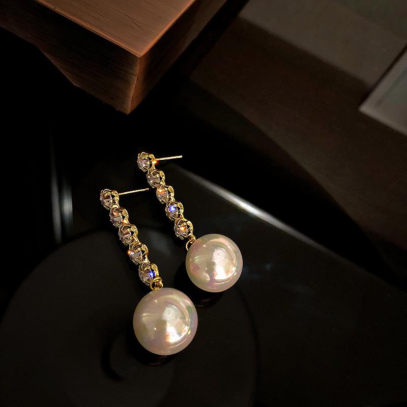 Trendy Geometric Fringed Pearl Earrings Korean Version Dongdaemun Retro Temperament Earrings Fashionable Personalized Earrings
