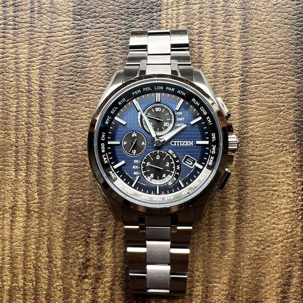 Used CITIZEN ATESSA Eco-Drive Radio Controlled Solar Powered Watch AT8040-57L for Men, Working Condition