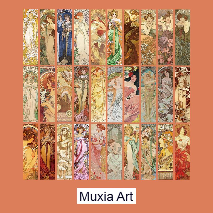 30 Pezzi Segnalibri Mucha Pitture Classiche Regali Set d'Arte Segnalibri Creativi Personalizzati Squisiti Culturali e Creativi