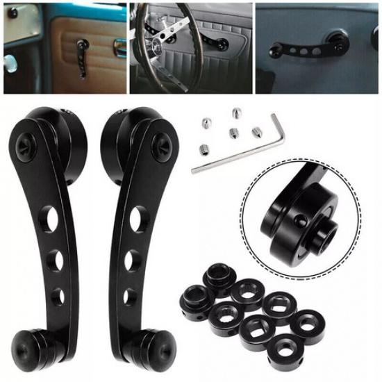 Universal 1 Pair Black Aluminum Car Manual Door Window Winder Crank Handle