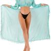 Solid Color Bikini Cover Up Sheer Design Sarong Beach Towel  for Women Seaside Holiday