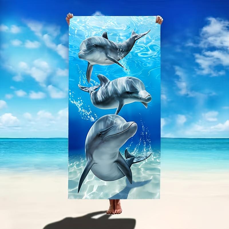 Dolphins Beach Towel Ocean Animal Print Soft Quick-Dry Large Bath Towel For Kids Travel Swim Pool Summer Fun