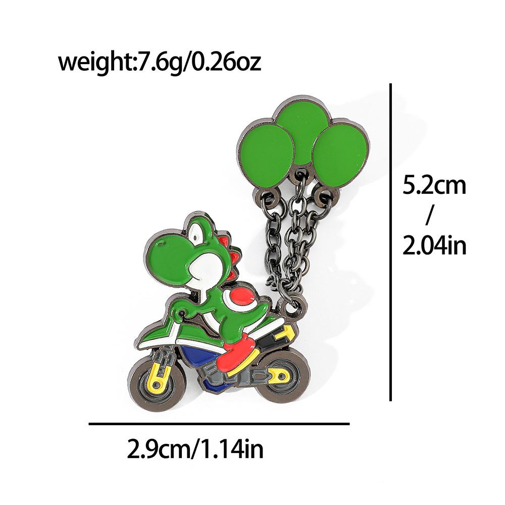Cute Creative Green Dinosaur Alloy Brooch Game Character Mario Metal Badge Accessories