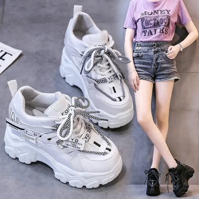 Luxury Summer Platform Woman Sneaker Heels for Women Women's Tennis Lace Up Comfortable Casual Sport Shoes Ladies Fashion 2024