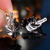 Crystal Female Black Zircon Stone Hoop Earrings Fashion Female Silver Color Wedding  For Women