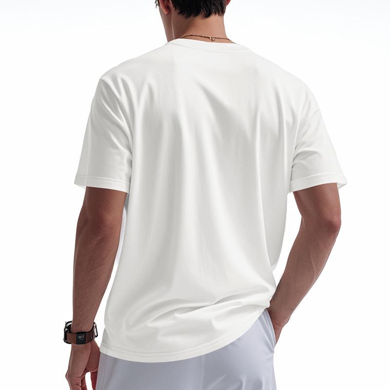 Herenlos V-hals Henley T-shirt met zak en korte mouwen.